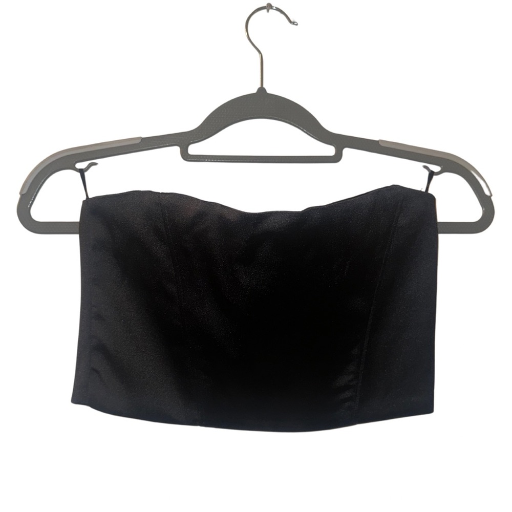 Zara Womens Black‎ Corset Bandeau Satin Top Size Small